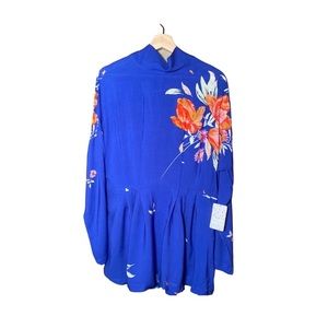 New With Tags Free People Floral Long Sleeve Boho Festival Mini Dress size S